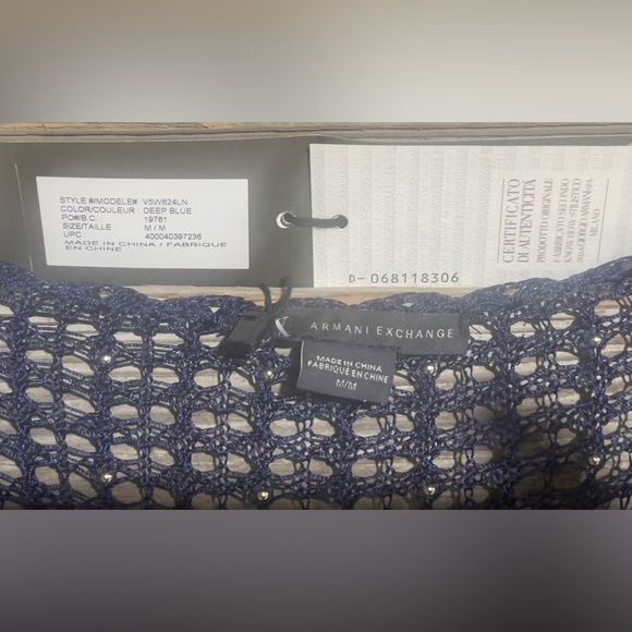Armani Exchange NWT blue sweater and gold balls attached - Picture 4 of 6